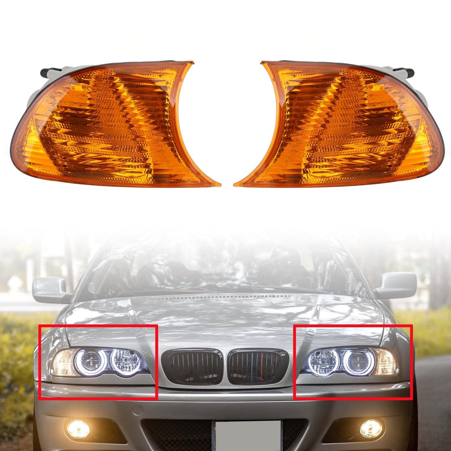 Luci d&#39;angolo sinistra/destra Indicatori di direzione per BMW E46 2 porte 1998-2001 Y Generico