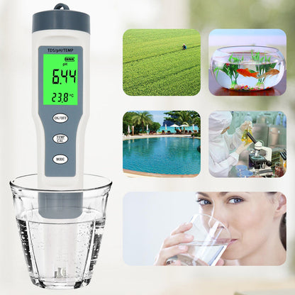 3 in 1 Digital PH TDS TEMP Strumento per tester per tester per misuratore di qualità dell&#39;acqua impermeabile
