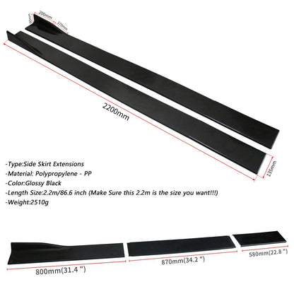 86.6 Universal Side Skirt Extensions Rocker Panel Splitter Lip Polipropilene Generico