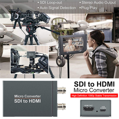 Mini HD Video Micro Converter SDI a HDMI + SDI 1 a 2 Rilevamento formato audio