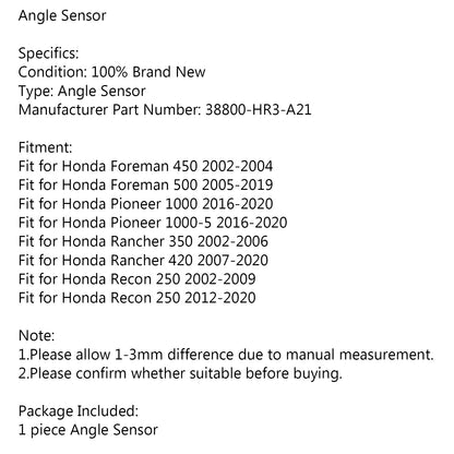 Sensore di angolo adatto per Honda Foreman 450 500 Rancher 350 Recon 250 38800-HR3-A21 Generico