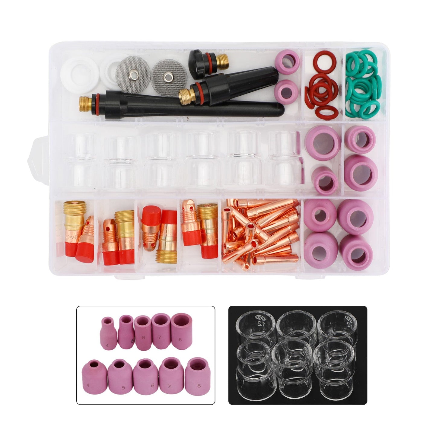 71PCS TIG Welding Torch Stubby Gas Lens #12 Pyrex Glass Cup Kit per WP-17/18/26