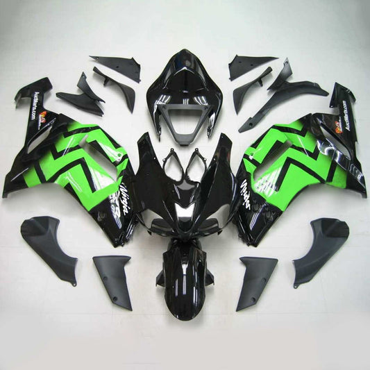 Amotopart Kawasaki 2007-2008 ZX6R 636 Kit di paura nero verde