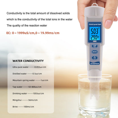 4In1 PH/TDS/EC/Misuratore di temperatura Strumento di test del tester del monitor della qualità dell'acqua digitale