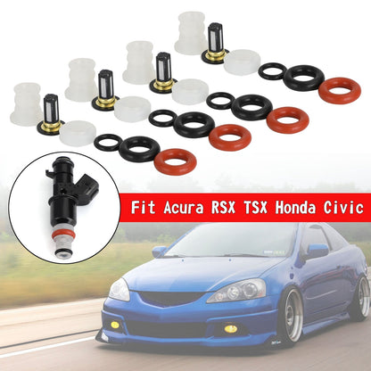 4 pezzi kit di riparazione iniettori carburante filtri O-ring per Acura RSX TSX Honda Civic generico