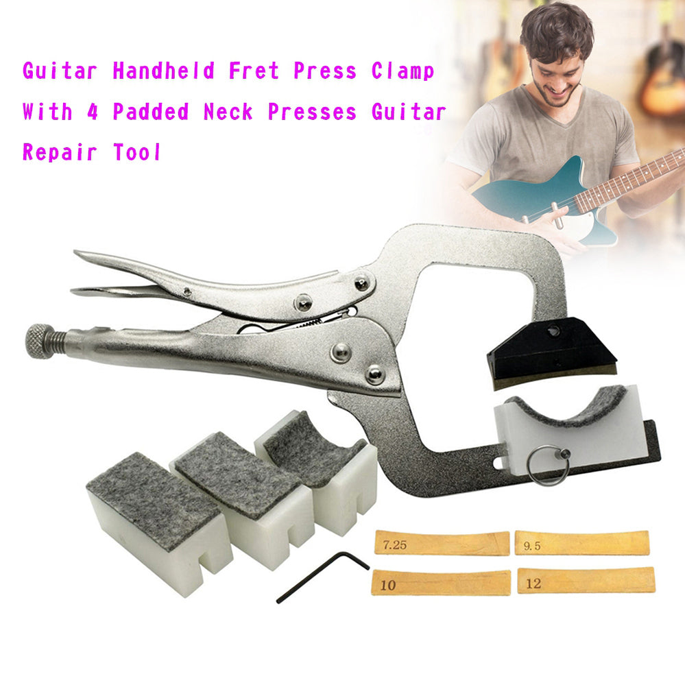 Morsetto per pressa per tasti per chitarra portatile con 4 presse per collo imbottite Strumento di riparazione per chitarra