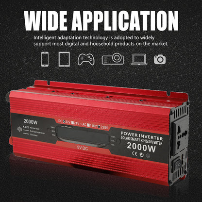 Convertitore di alimentazione per auto Convertitore DC 12V a AC 220V LCD 2000W Display LED trasformatore