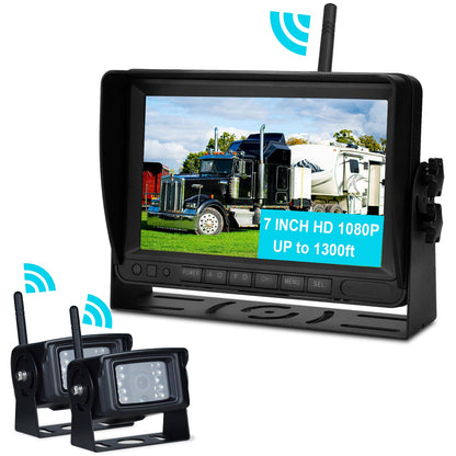 Kit telecamera di backup per retrovisione AHD 1080P wireless con display da 7 pollici per rimorchio per camion