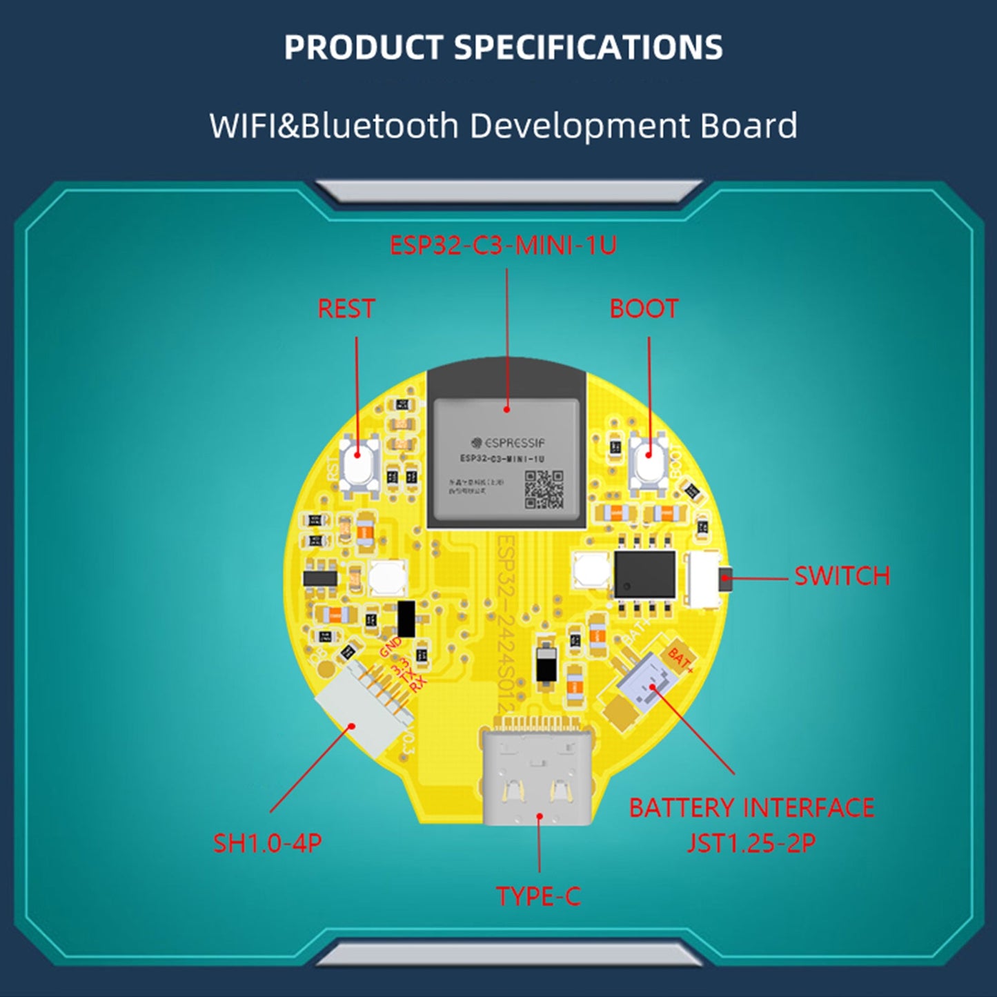 Touch screen LCD Wi-Fi Bluetooth con display rotondo da 1,28 pollici ESP32-C3