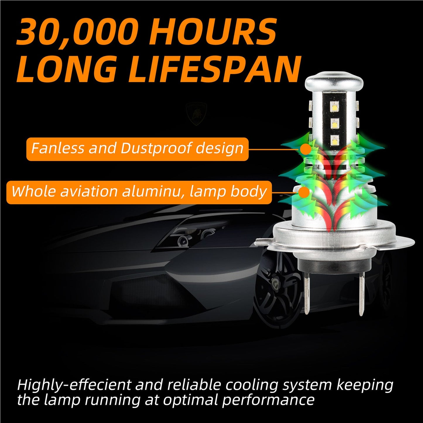Faro LED 6000K 2000W 300000LM Lampadine Anabbaglianti Alta Potenza Generico