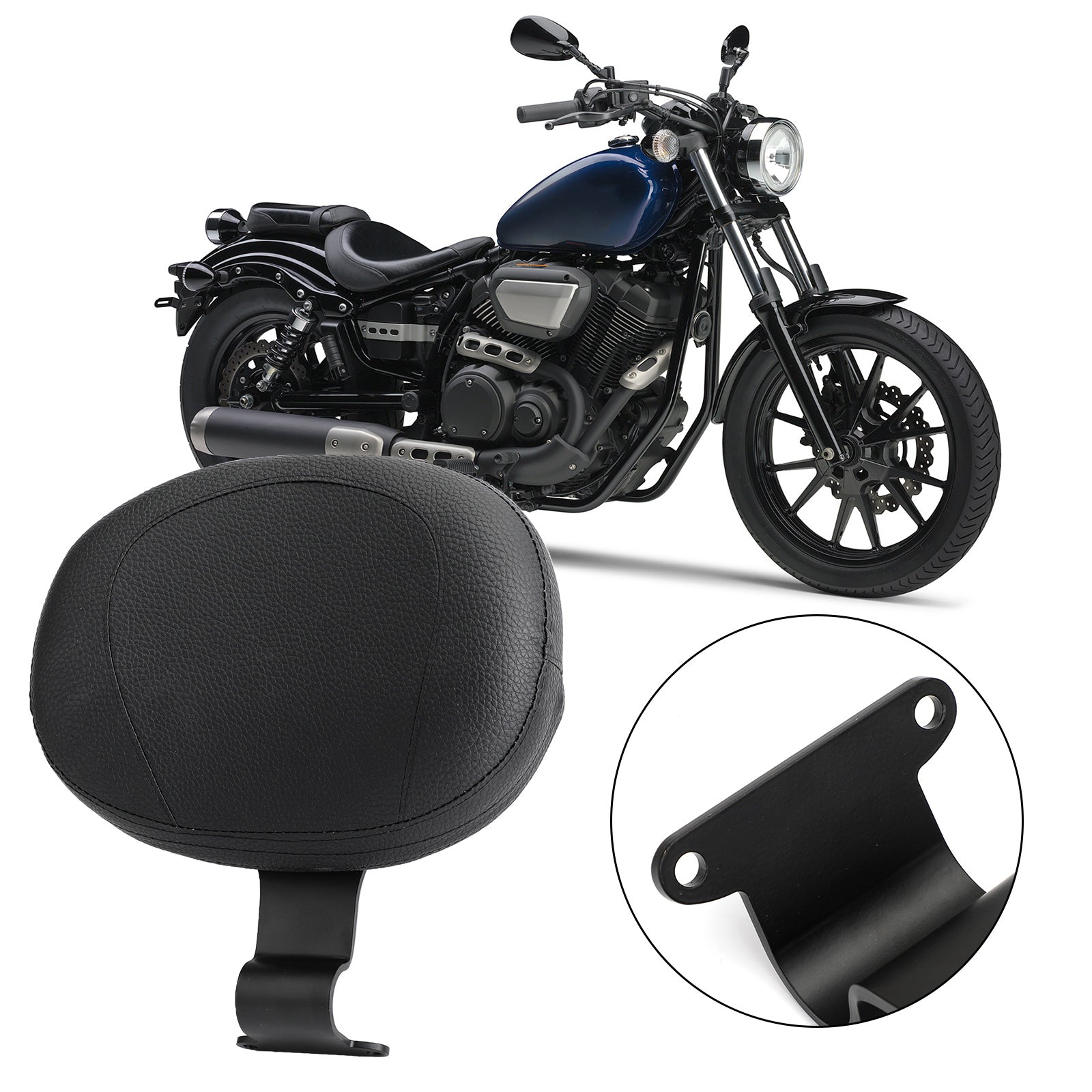 Motorcycle Driver Rider Backrest For Yamaha Bolt XVS950 Spec/C Spec Black