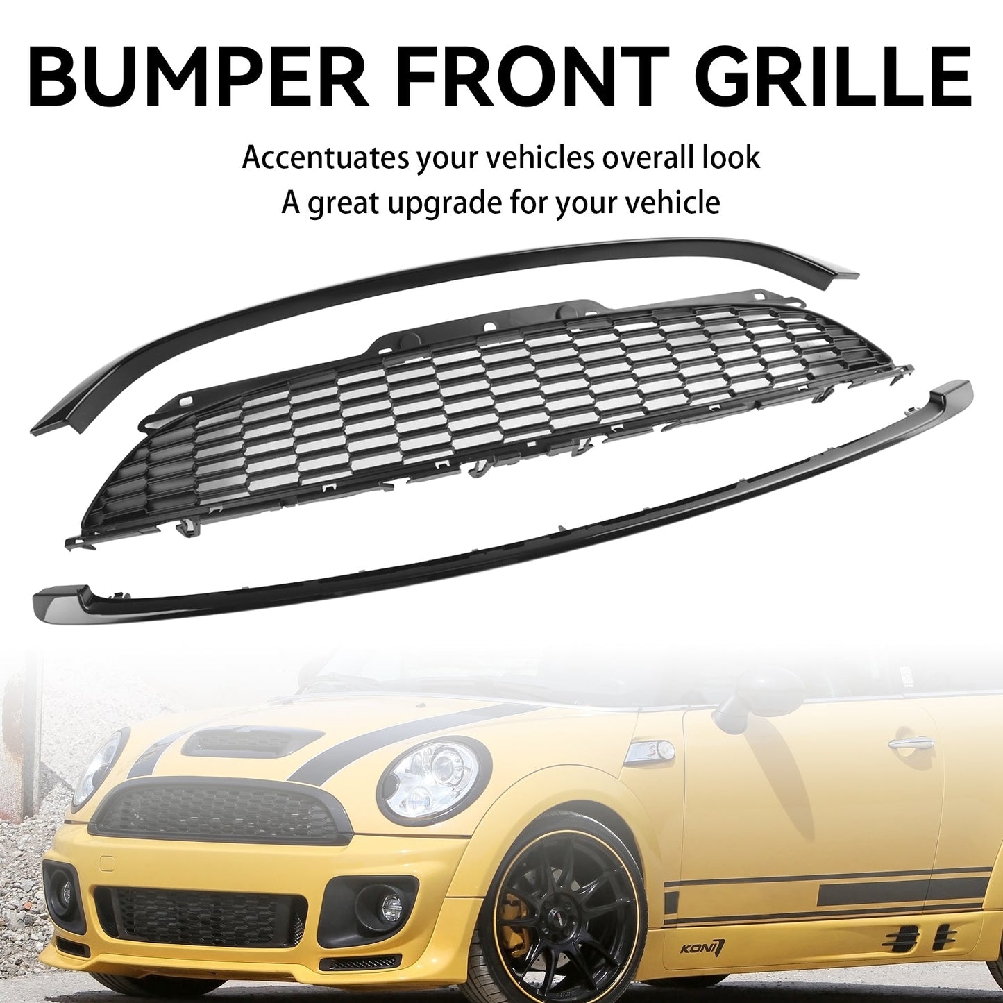 MINI R55 Cooper S e JCW 5 porte Estate 2008-2014 3 pezzi Griglia anteriore nera lucida
