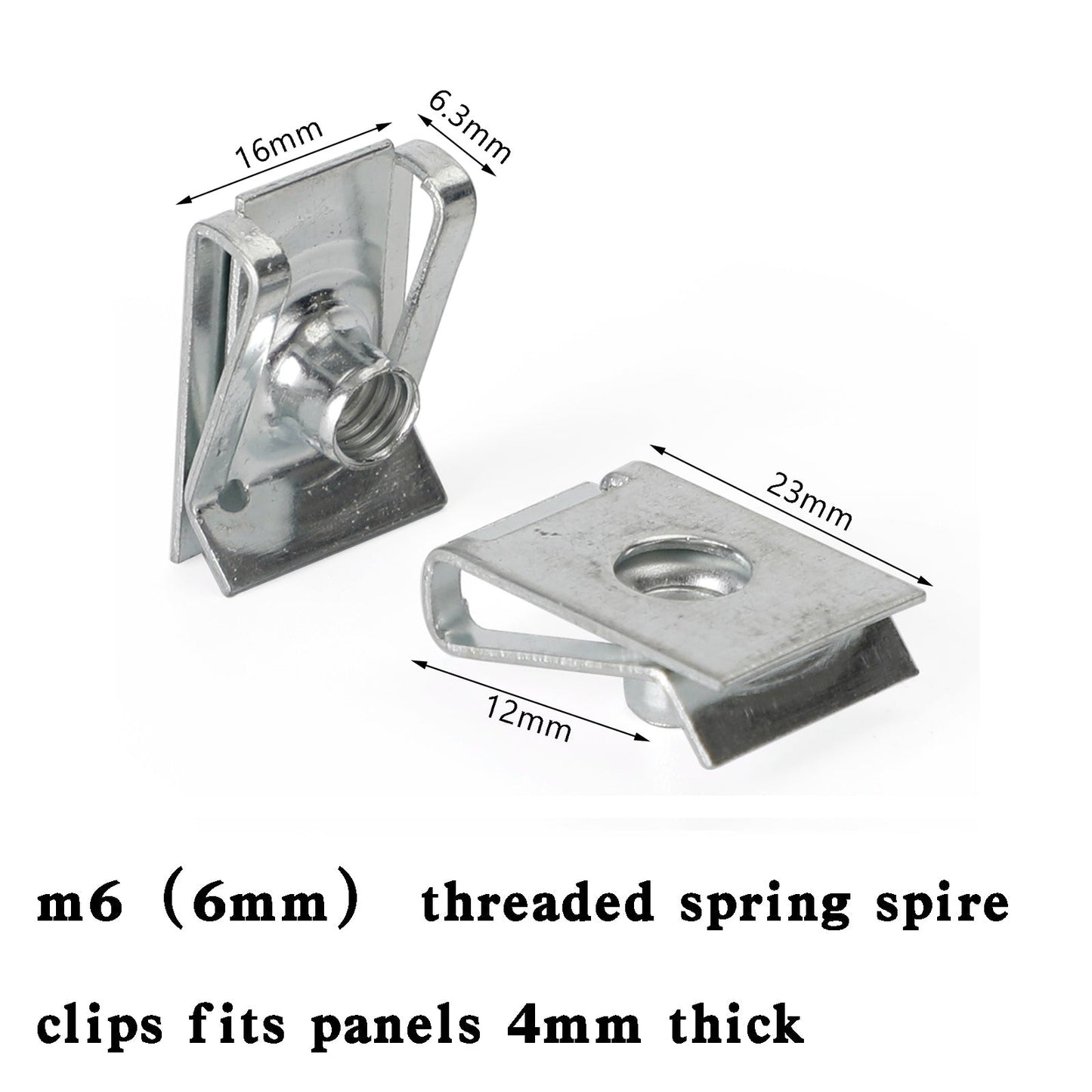 20x Clip per carenatura M6 6mm Carrozzeria Pannello Spire Clip Moto Speed Clip U Dado Generico