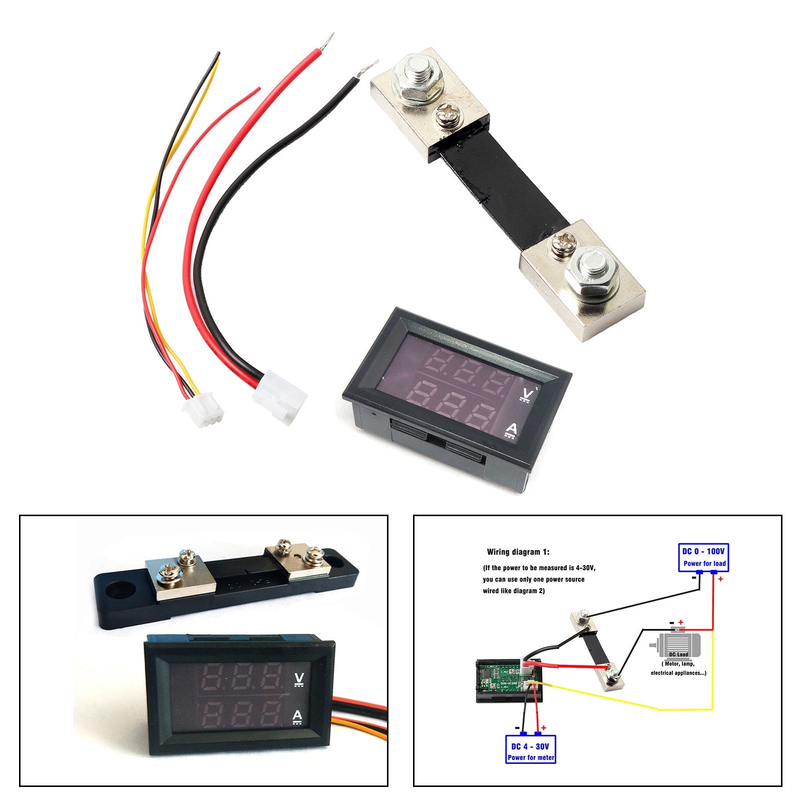 1pcs Voltmetro amperometro DC Blu 100V 10A Voltmetro digitale LED rosso doppio calibro amplificatore 1pcs Voltmetro amperometro DC Blu 100V 10A Voltmetro digitale LED rosso doppio calibro amplificatore