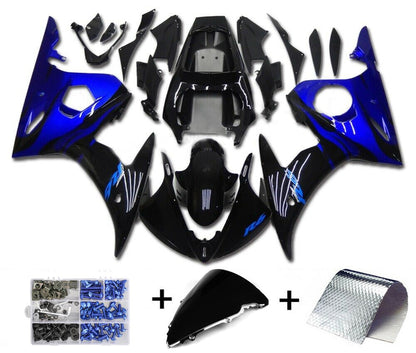 Amotopart 2005 Yamaha YZF R6 Cladding Blue Black Kit