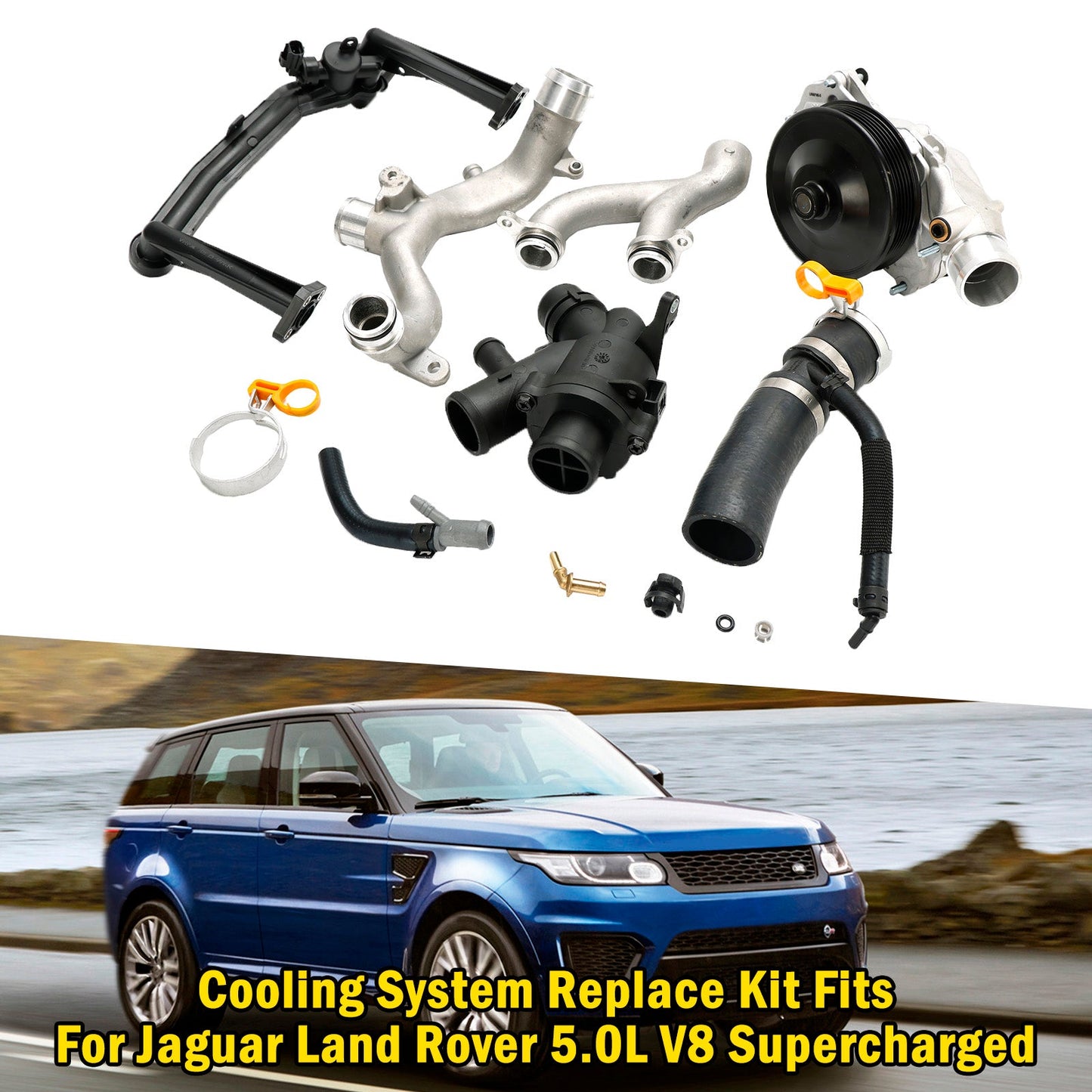 Kit di sostituzione del sistema di raffreddamento V8 Jaguar F-Type 5.0L 2014-2021 AJ812119 AJ813909 AJ814042