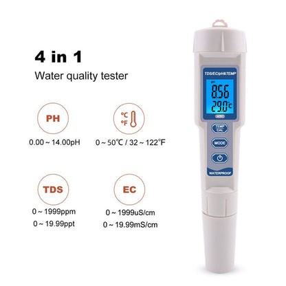 4In1 PH/TDS/EC/Misuratore di temperatura Strumento di test del tester del monitor della qualità dell'acqua digitale