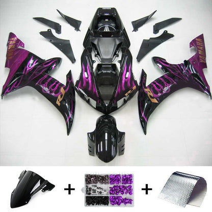 Amotopart Yamaha 2002-2003 YZF 1000 R1 nero con kit di rivestimento a linea viola