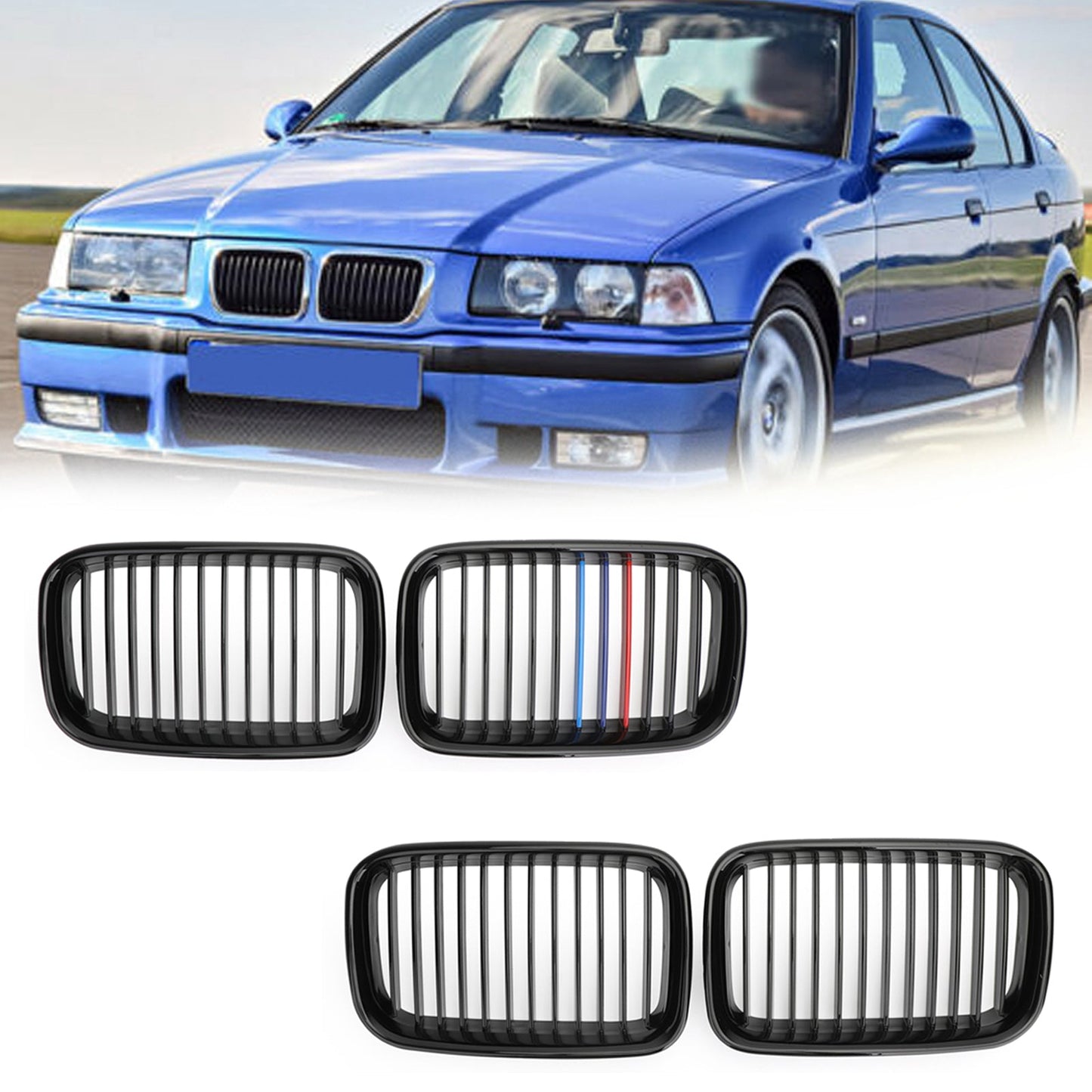 Front Kidney Sport Hood Grill Grille For 1992-1996 BMW E36 318i 325i