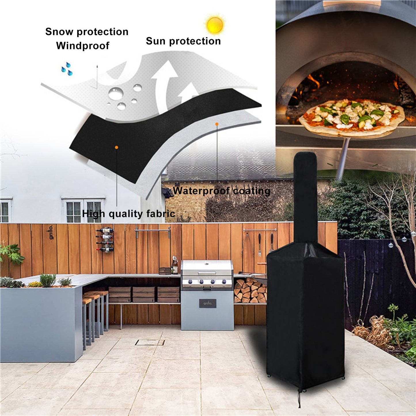 Resistente copertura per forno per pizza all&#39;aperto Forno per pane BBQ Protezione antipolvere impermeabile