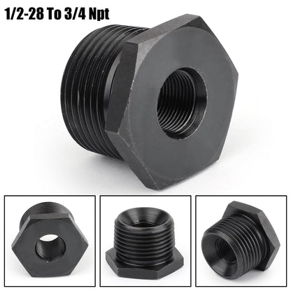 3PCS 1/2-28 a 3/4-16, 13/16-16, 3/4 NPT Filettatura Adattatori Filtro Olio Nero Nuovo