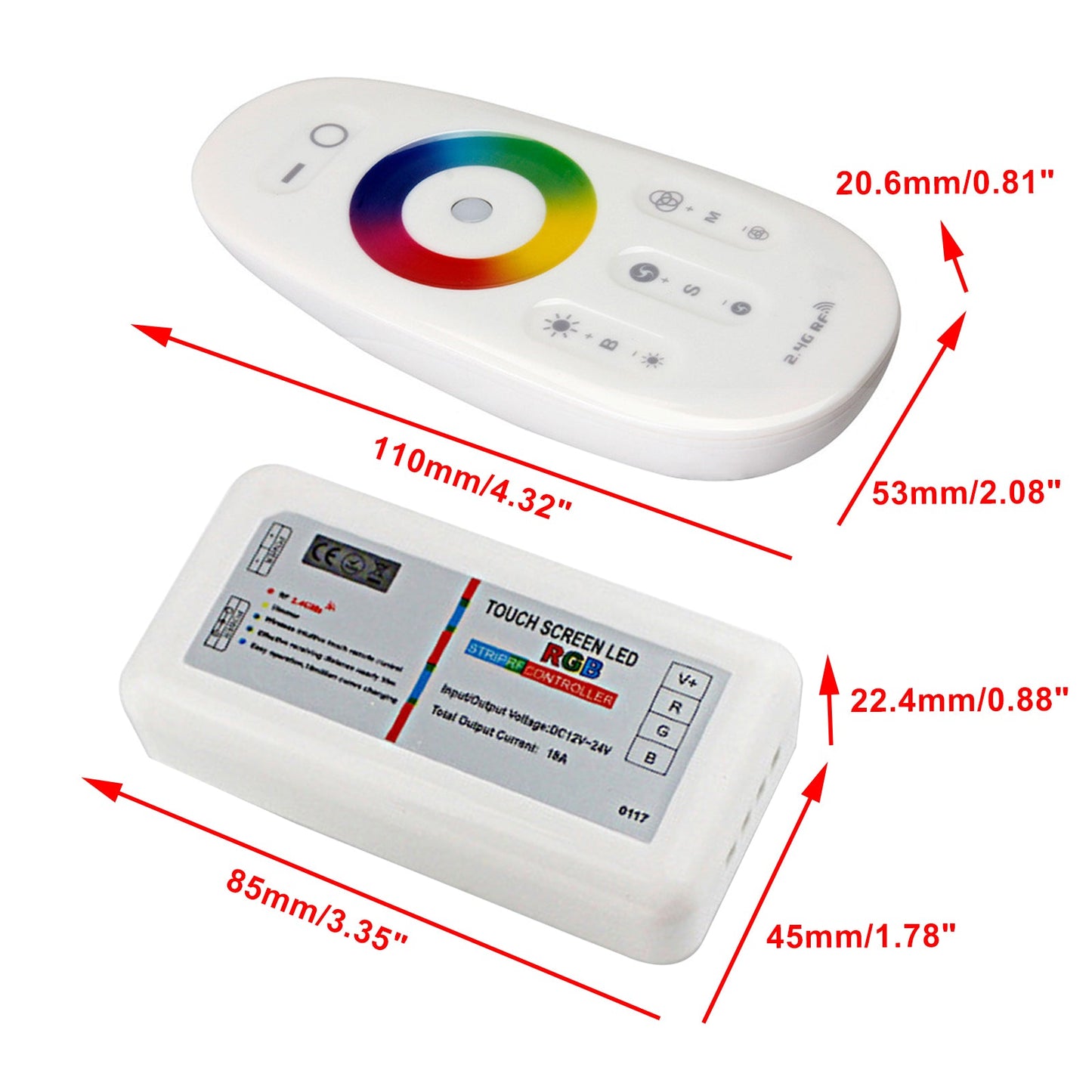 Telecomando 2.4G Touch RF Control per striscia luminosa a LED RGB DC 12-24V