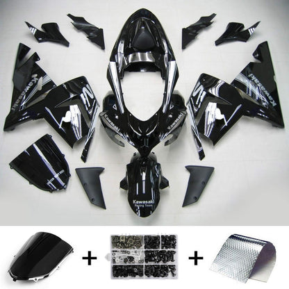 Amotopart Kawasaki 2004-2005 ZX10R Black Mix Kit di carenatura bianca