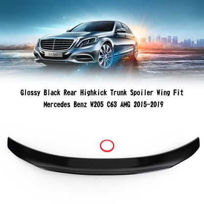 Nero lucido posteriore Highkick Tronco Spoiler Ala Fit Mercedes Benz W205 C63 AMG 2015-2021 Generico