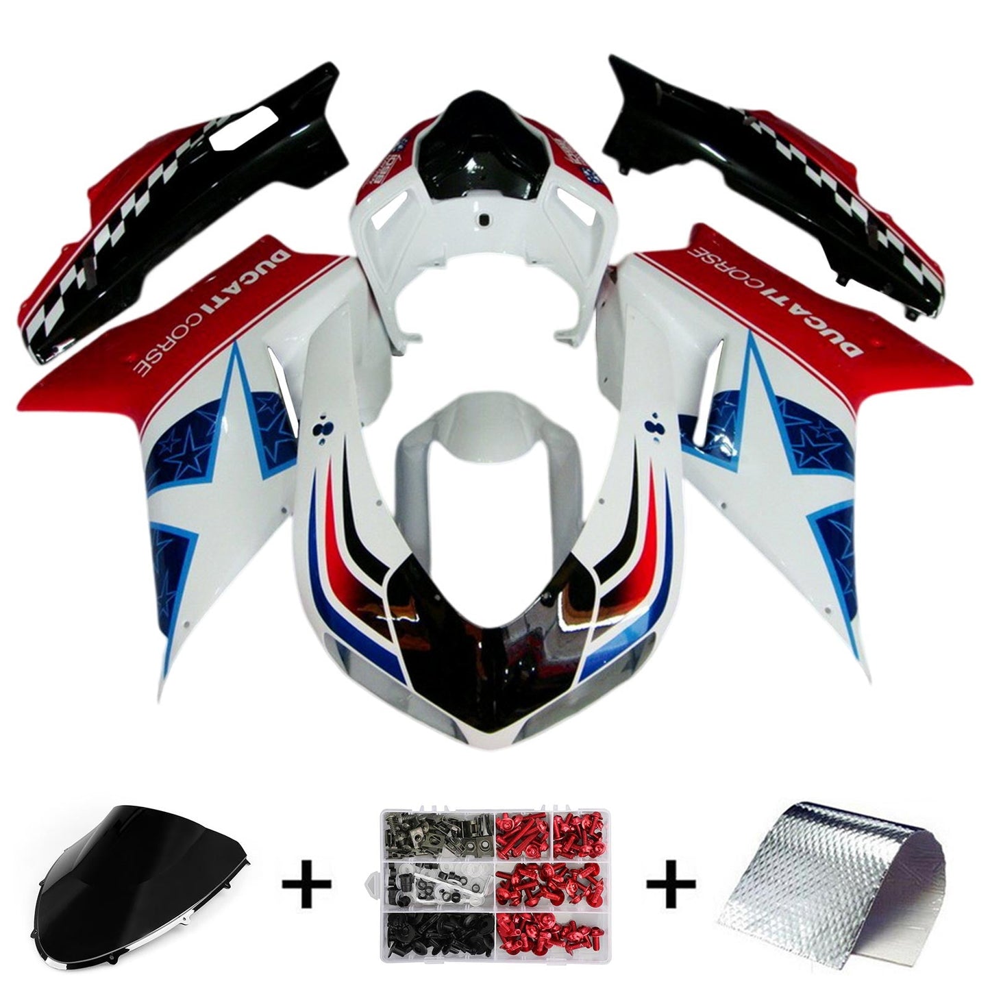 Amotopart Ducati 1098 1198 848 2007-2011 Kit carena Carrozzeria ABS