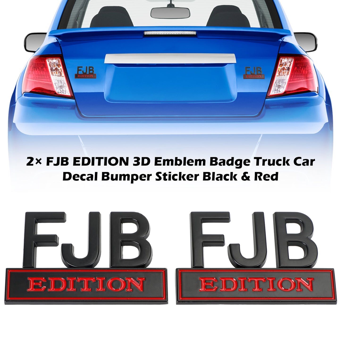 2¡Á FJB EDITION 3D Distintivo dell&#39;emblema Camion Car Decal Adesivo per paraurti Nero e rosso