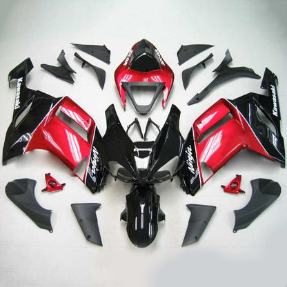 Amotopart Kawasaki 2007-2008 ZX6R 636 Nero con kit di rivestimento rosso