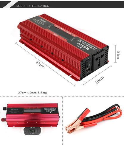 Convertitore di alimentazione per auto Convertitore DC 12V a AC 220V LCD 2000W Display LED trasformatore