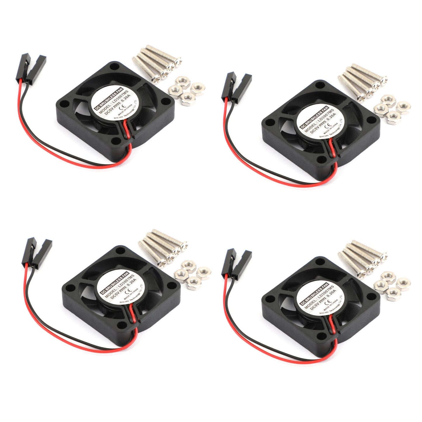 4x 2 Pin 30MMx30MM 3007 5V Ventola di raffreddamento radiante per Raspberry Pi 2/3 Modello B 4B