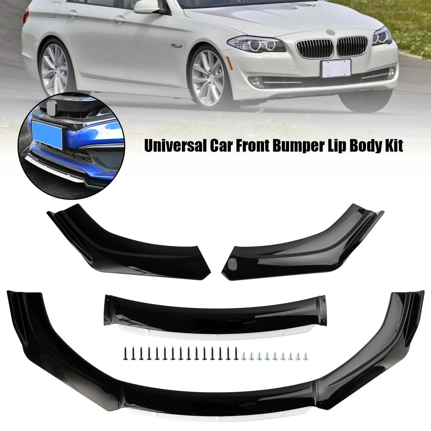 Protezione universale per diffusore splitter per paraurti anteriore per auto universale nero bianco
