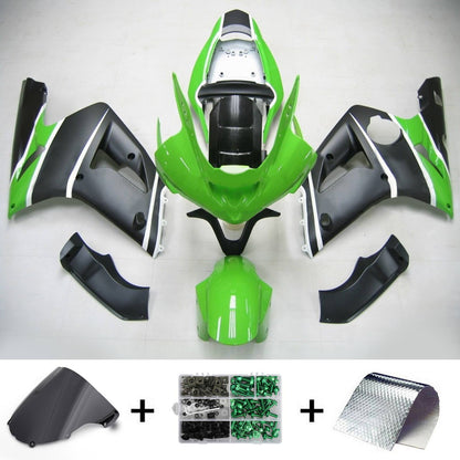 Amotopart 2003-2004 Kawasaki ZX6R 636 Kit di paura nero verde