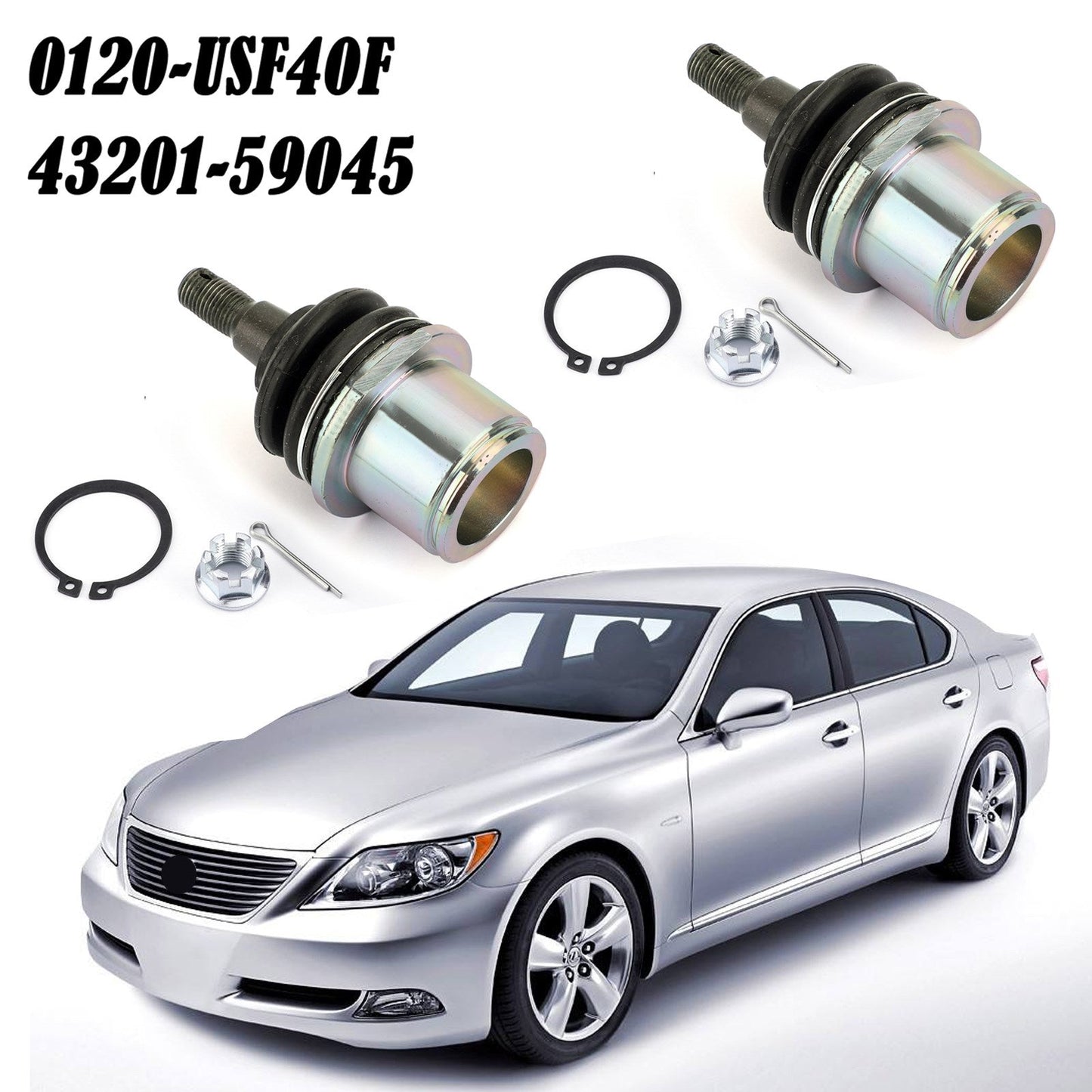 2007-2016 Lexus LS460 2WD 4x2 RWD SOLO 2 X Giunto sferico perno fuso inferiore anteriore 0120-USF40F 43201-59045