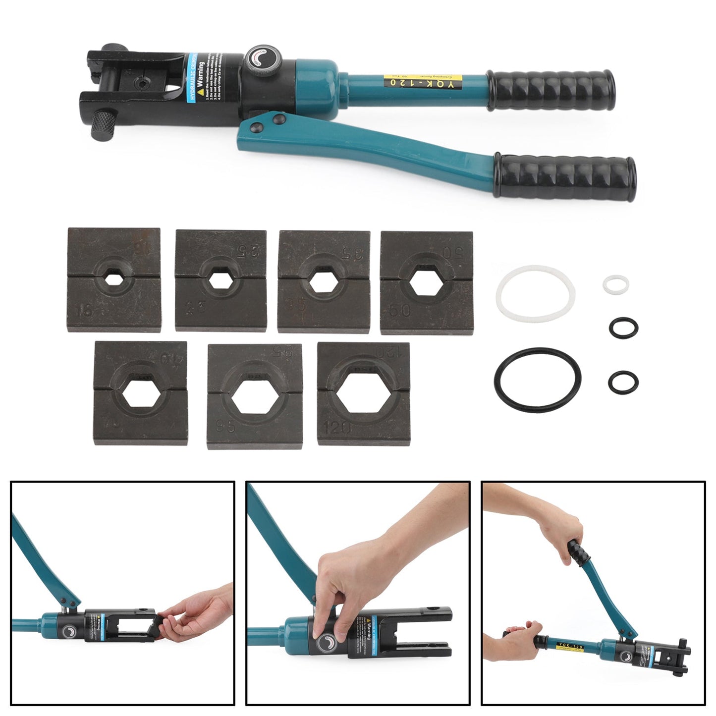 Crimpatrice per capicorda per cavo batteria filo idraulico migliorato 10T e 8 matrici nere