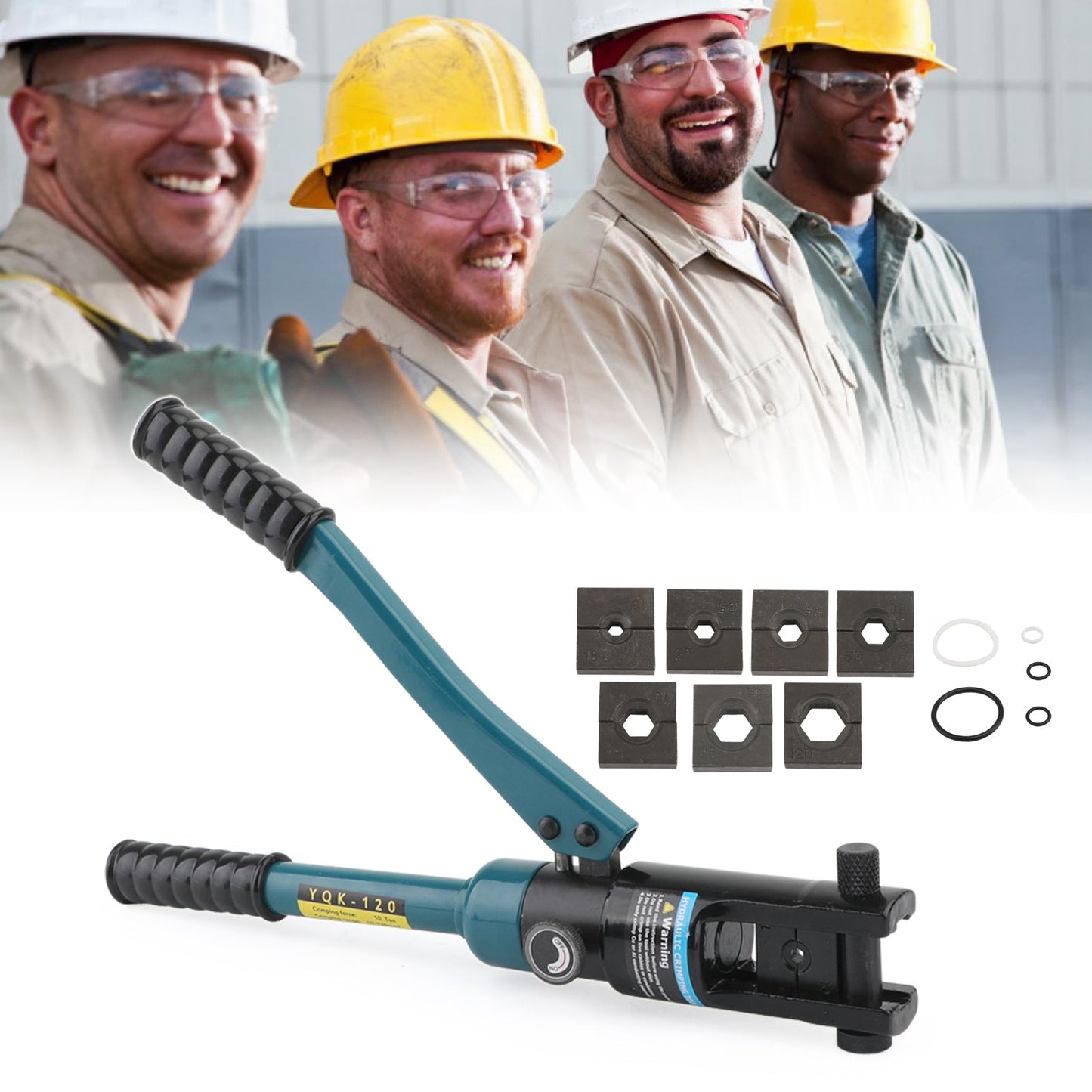 Crimpatrice per capicorda per cavo batteria filo idraulico migliorato 10T e 8 matrici nere