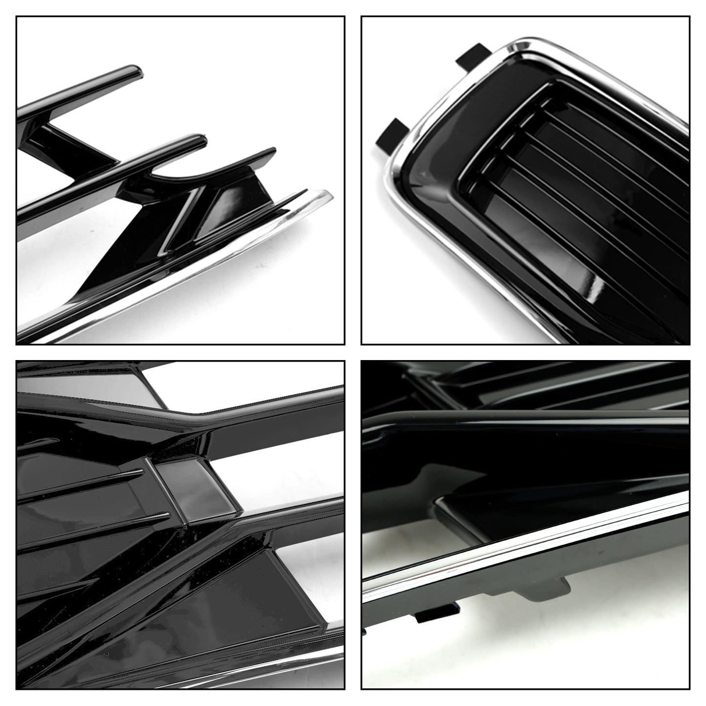 Audi A6 C7 2014-2018 2 pezzi griglia di copertura fendinebbia paraurti anteriore nera cromata