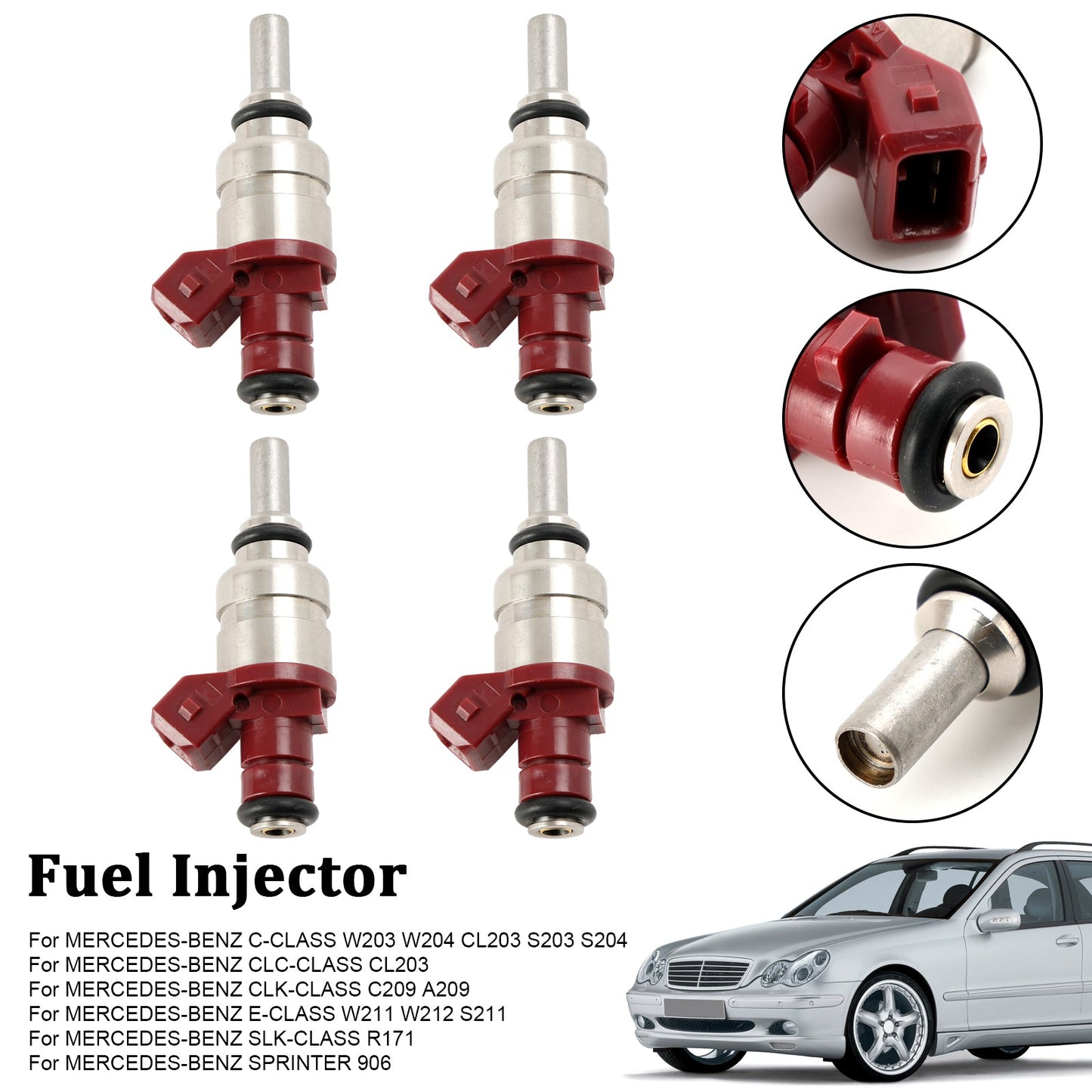 4PCS Iniettore di carburante A2710780023 Adatto per Mercedes Benz Classe C Classe CLK 1.8L