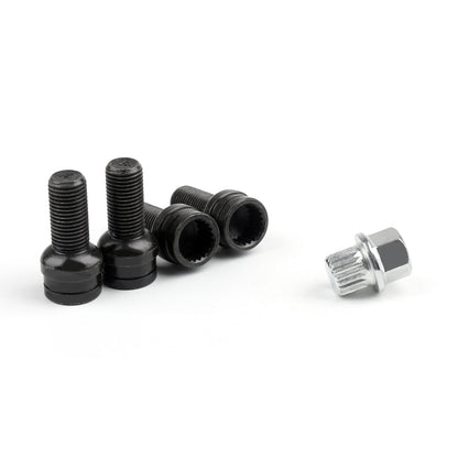 4 + 1 set 17 mm bullone ruota nero e dado di bloccaggio per VW Golf Beetle Passat Audi generico