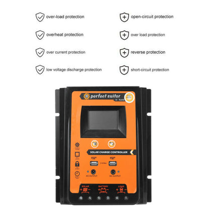 12/24V 50A Pannello di controllo della carica solare Regolatore batteria Dual USB