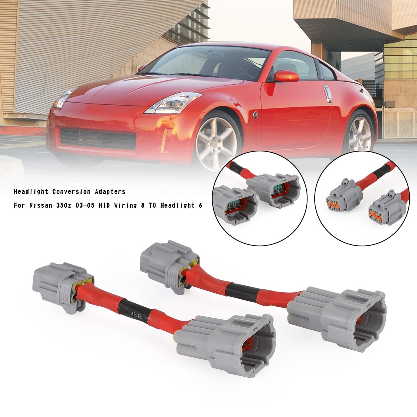 Adattatori di conversione fari per Nissan 350z 03-05 Cablaggio HID 8 TO faro 6 generico