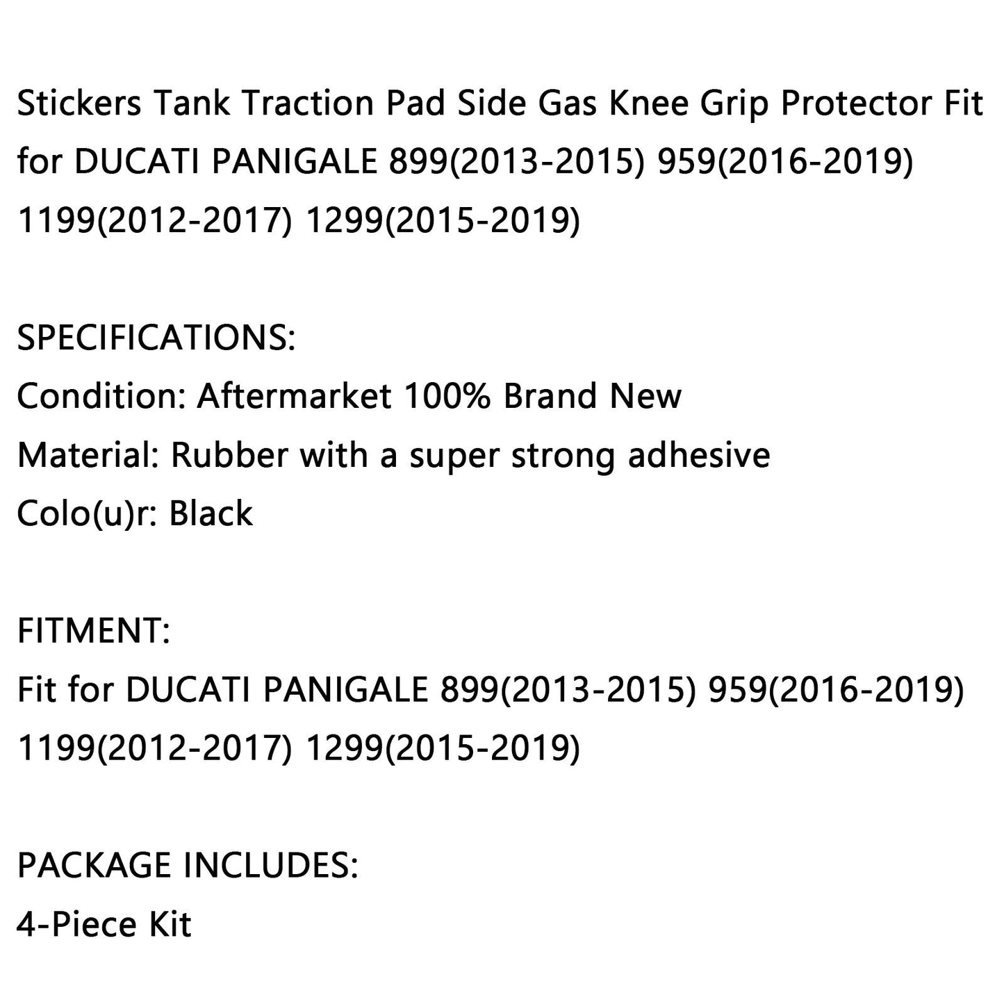 4 cuscinetti laterali per manopole di trazione serbatoio adatti per Ducati Panigale 899 13-15 959 16-19 generico