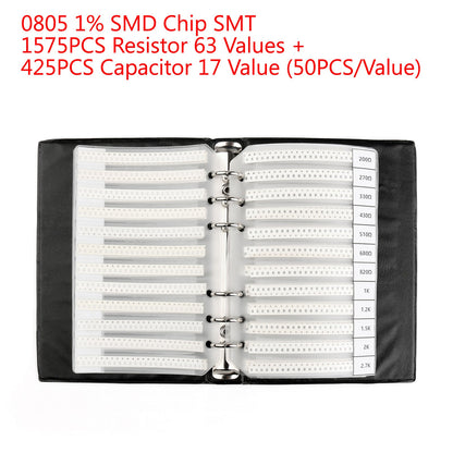 2000 PZ 0805 1% SMD Chip Resistore SMT 63 Valori + Condensatore 17 Valore Campione