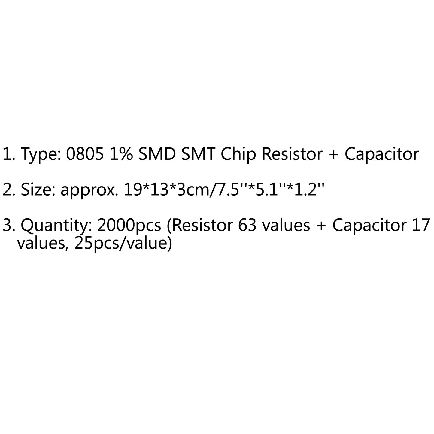 2000 PZ 0805 1% SMD Chip Resistore SMT 63 Valori + Condensatore 17 Valore Campione