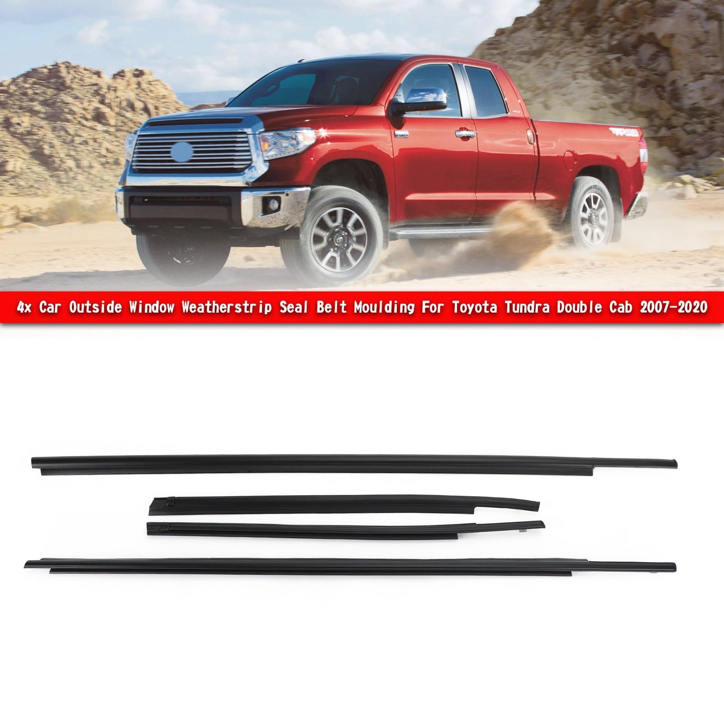 4x Modanatura Guarnizione Guarnizione Guarnizione Finestra Auto Per Toyota Tundra Doppia Cabina 07-20 Generico