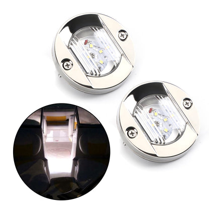 2PCS LED Marine Boat Yacht Specchio di poppa Cromo Ancora Luce di poppa Rotonda 2835-SMD 12V