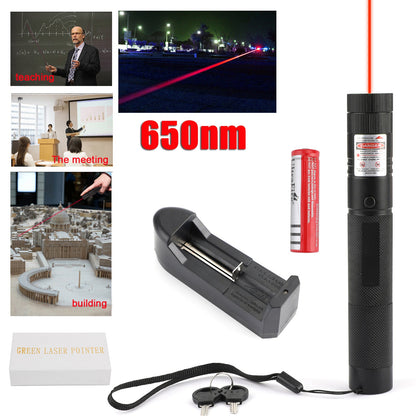 650nm Red Laser Pointer Pen Visible Beam Light Lazer + 18650 + Caricabatterie