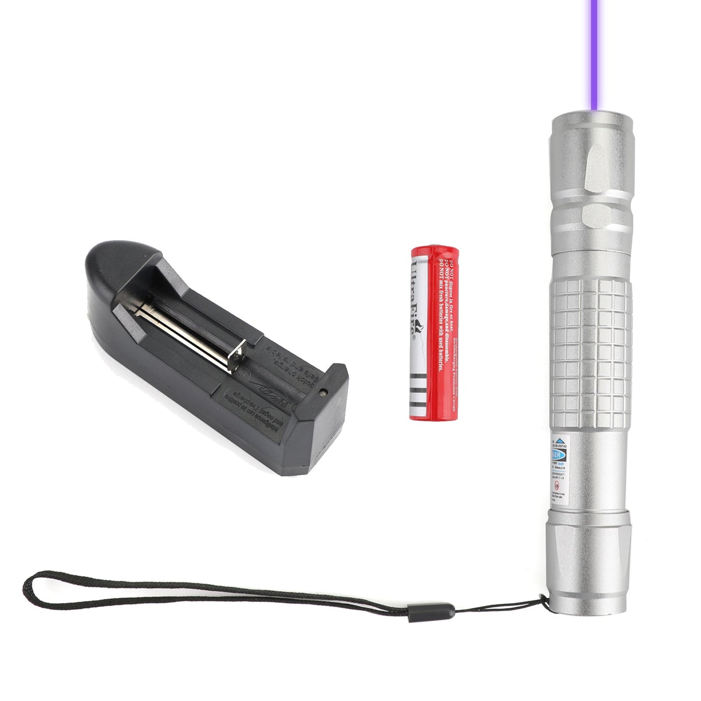 Tactical 405nm Green Purple 18650 Laser Pointer Pen Visible Beam Light Lazer